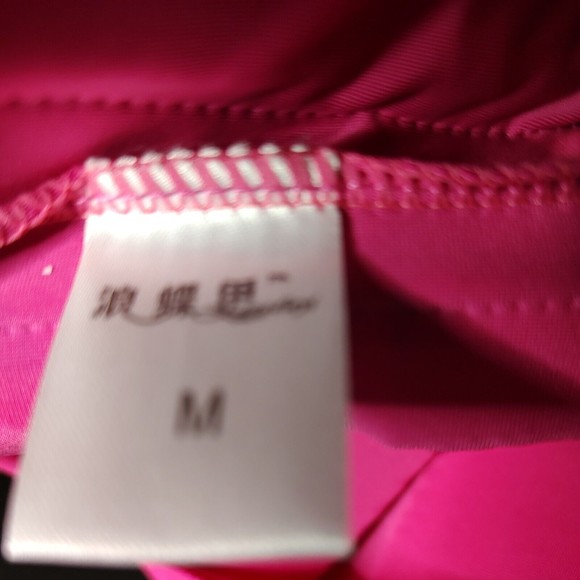 Little Girls Pink  Green Flotation Swim Suit  Size M  Strawberry Cherry Ruffles - Picture 5 of 5